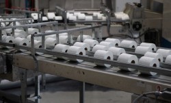 Thousands of rolls of toilet paper are produced at the Grigiškės paper mill every day.