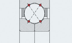 Fig. 3: Trasmissione teorica del carico in un cuscinetto a sfere a quattro punti di contatto.
