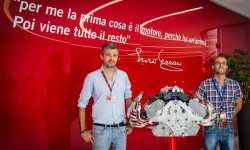 Mario Kuluridis (left), team leader for test facilities, and Luca Bacigalupo, mechanical engineer, Ferrari.