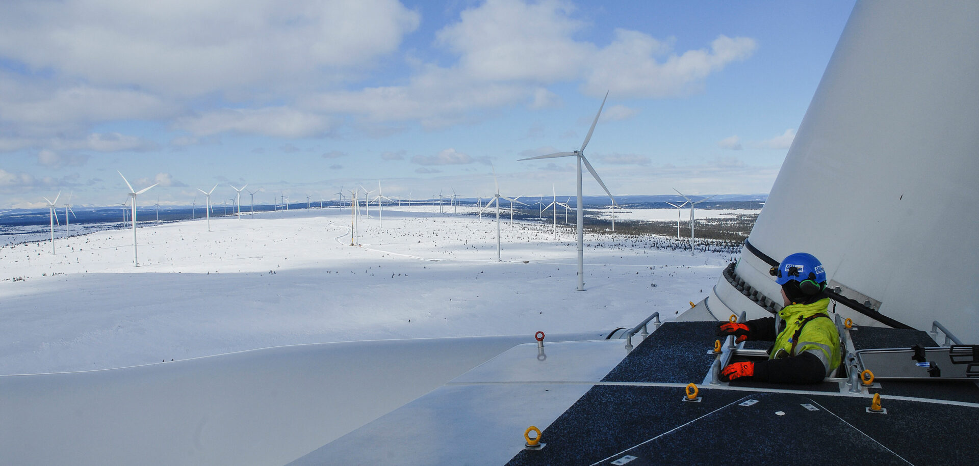 Le parc éolien de BlaikenVind est situé dans le nord de la Suède au niveau du 65e parallèle nord.