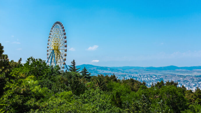 Ferris wheel in Mtatsminda Park in Tbilisi, Georgia.
