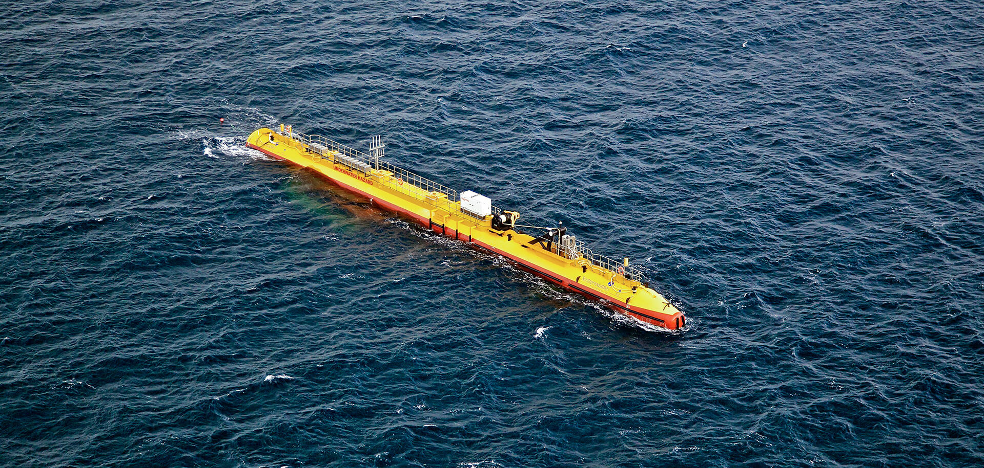 La turbina mareomotriz SR2000 de Orbital Marine, en el Centro Europeo de Energía Marina en las Islas Orcadas.